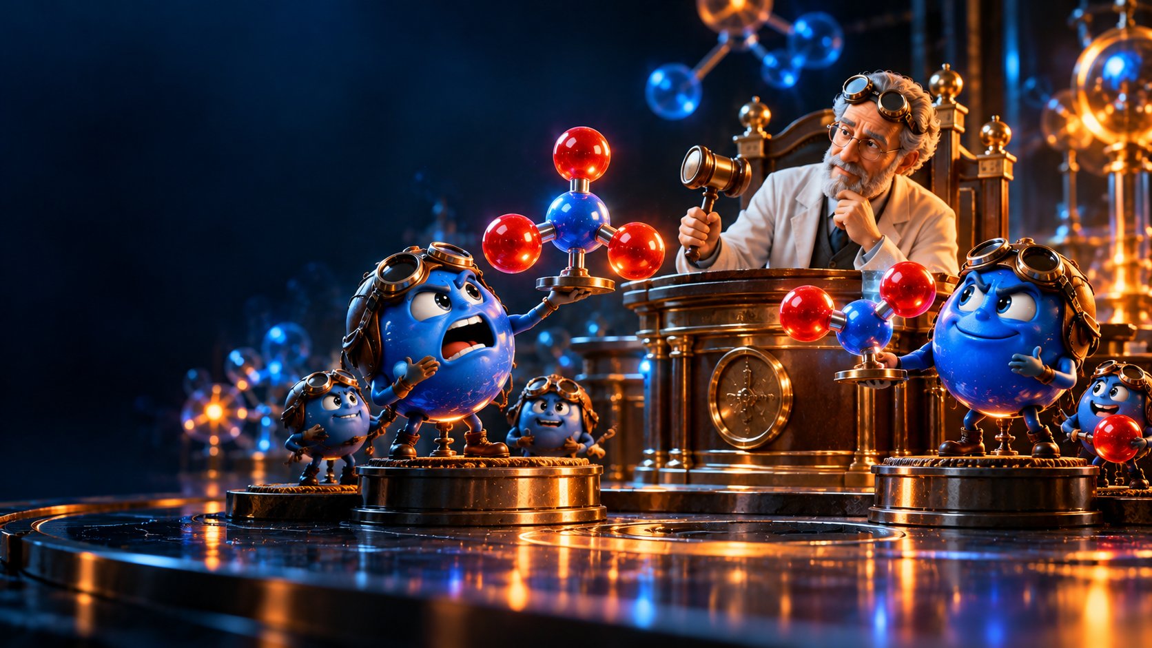 A comic ion courtroom where nitrate and nitrite show different oxygen counts to a chemist.