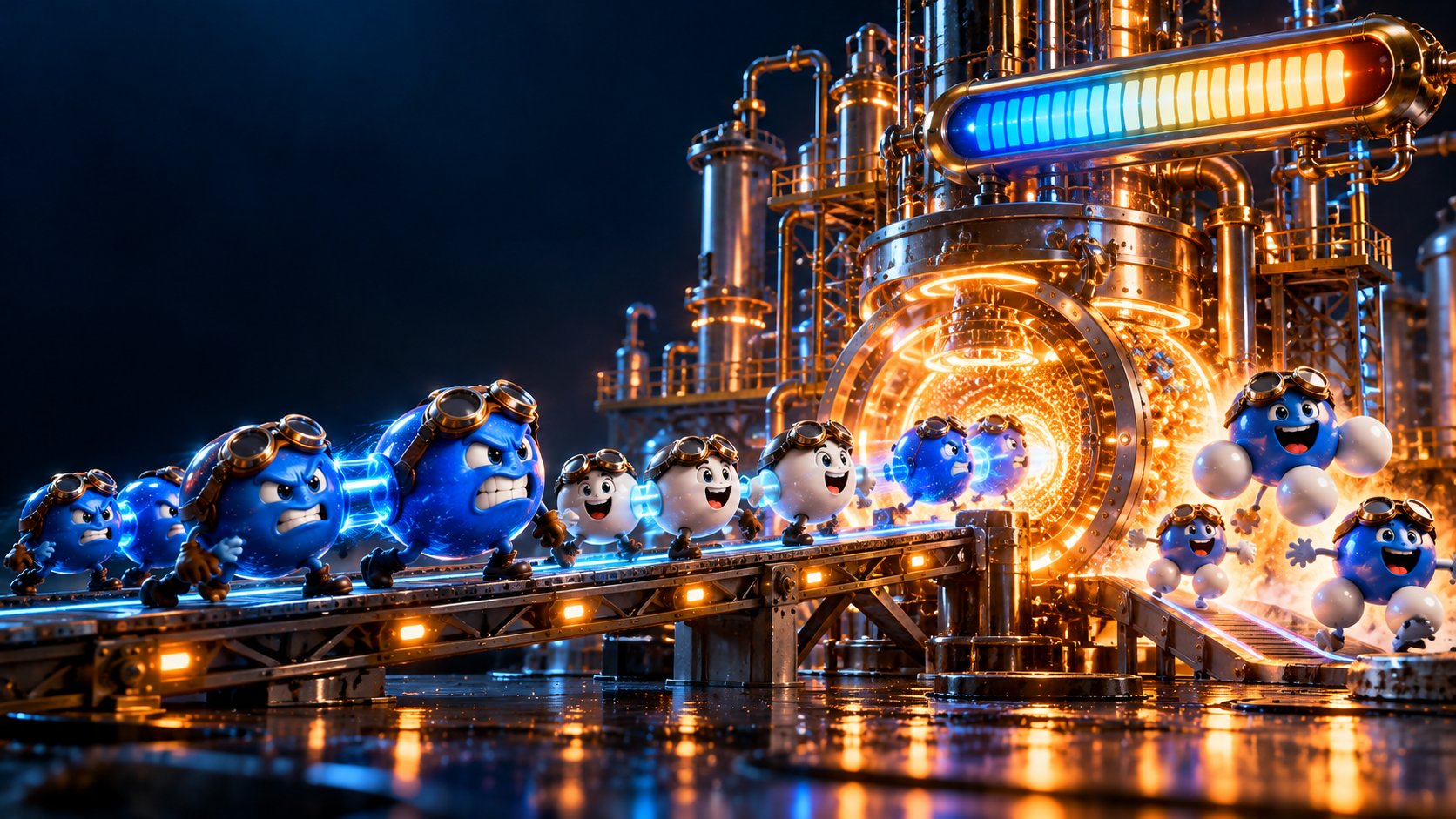 An engineered ammonia gateway receives N₂ and H₂ and issues NH₃ with a comically long energy bill.